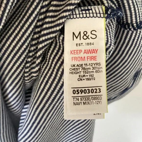 Marks & Spencer Girls Blue/White Broderie Anglais Cap Sleeve Dress Size 10-12 Y - Picture 9 of 9